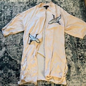 Light Pink Bird Patch Kimono from Forever 21